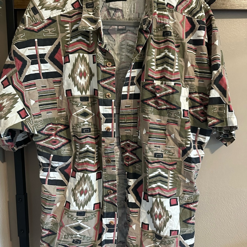 Men's Casual Button Down Shirt with Tribal Print